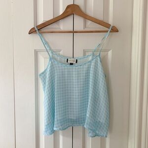 Blue and white gingham crop top cami